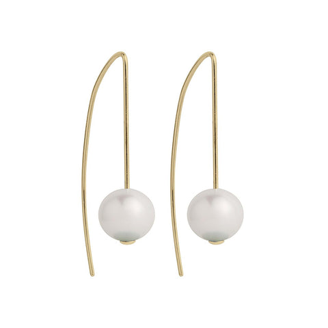Najo - Yellow Gold Plated Wire Earrings With Freshwater Pearl (Copy)