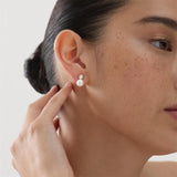 Najo - Diamond Shaped Sterling Silver Earrings With A Freshwater Pearl