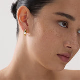 Najo - Yellow Gold Plated Huggies With Single Freshwater Pearl