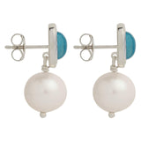 Najo - Sterling Silver Square Blue Topaz & Freshwater Pearl Earrings