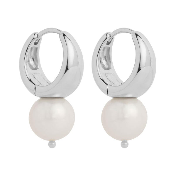 Najo - Sterling Silver Huggies With A Fresh Water Pearl