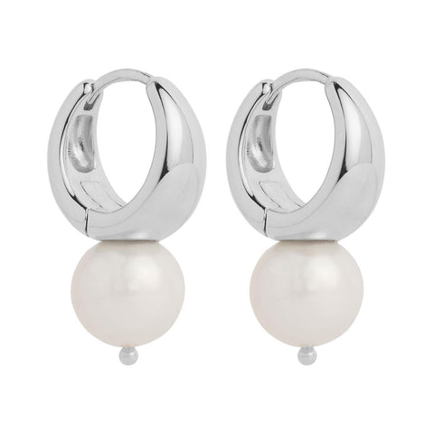 Najo - Sterling Silver Huggies With A Fresh Water Pearl
