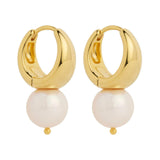 Najo - Yellow Gold Plated Huggies With A Fresh Water Pearl