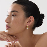 Najo - Yellow Gold Plated Huggies With A Fresh Water Pearl