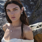 Najo - Unique Shaped hoops Yellow Gold Plated With Freshwater Pearl