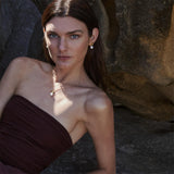 Najo - Yellow Gold Plated Square Citrine Pendant With Freshwater Pearl