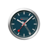 Mondaine - Alarm Clock Blue Dial Silver Brushed Case