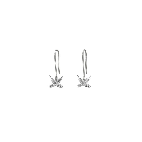 Boh Runga - Silver Petite Feather Kisses Hook Earrings