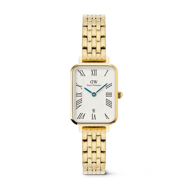 Daniel Wellington - Quadro Roman Numerals Date 5-link Gold
