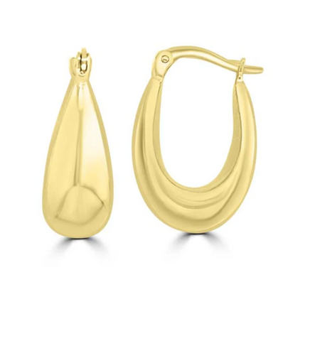 Brent Weatherall - 9ct Yellow Gold Liquid Oval Hollow Hoops 17mm