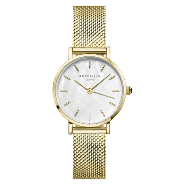 Rosefield - Small Edition Mother of Pearl & Gold Mesh Watch