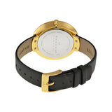 Skagen - Ditte Gold Dial Black Leather Ladies Watch