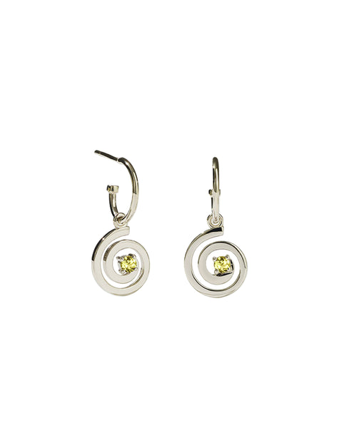 Meadowlark - Spiral Signature Hoops Sterling Silver - Peridot
