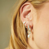 Daisy London - Double Rope Pearl Drop Earrings Silver