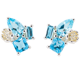 Karen Walker Rock Garden Studs - Silver, Blue Topaz