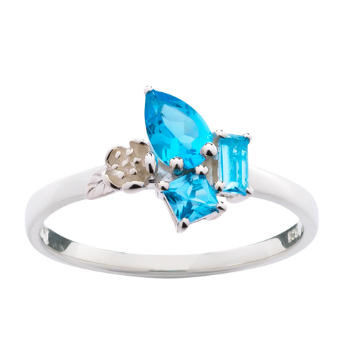 Karen Walker Rock Garden Mini Ring - Silver, Blue Topaz