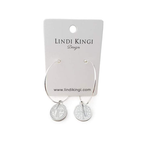 Lindi Kingi Saint Charm Hoop Earring - Silver Plate