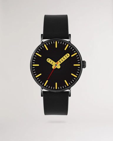 Ted Baker - Cment Black Leather Strap Watch