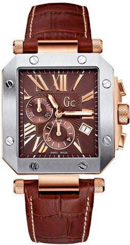 Guess Collection - Men's Watch Rose Gold And Silver - Square Face - Swiss Movement