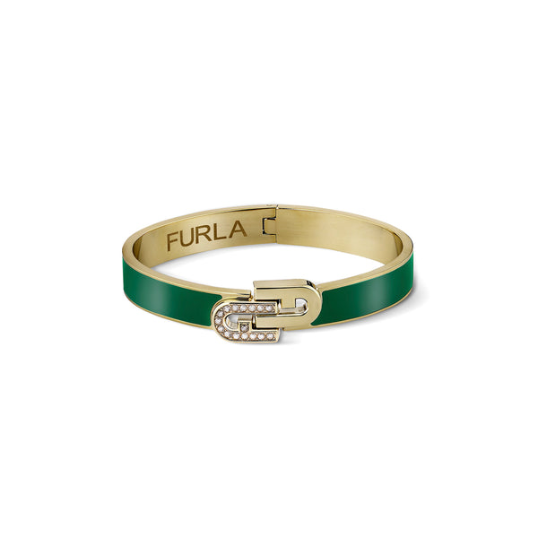 Furla Jewellery - Green Enamel/Gold Double Arch Bangle