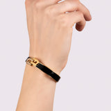 Furla Jewellery - Black Enamel/Gold Double Arch Bangle