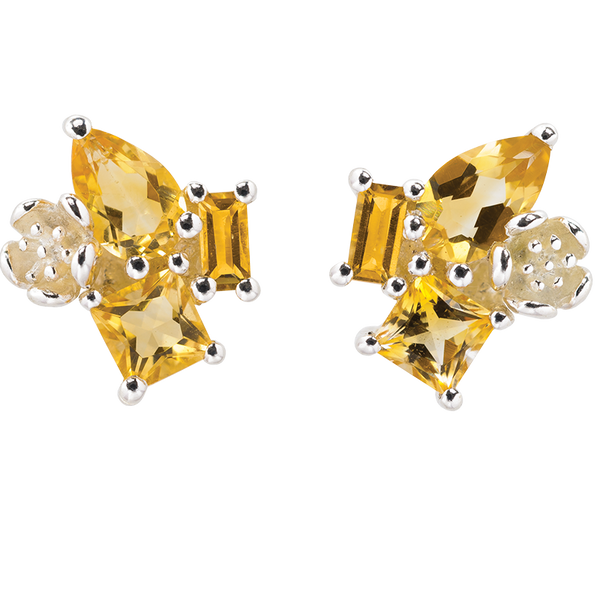 Karen Walker Rock Garden Studs - Silver, Citrine