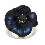 Karen Walker Pansy Ring, Large Pansy -  Silver, Blue Enamel, Sapphire