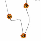 Karen Walker Pansy Necklace, Small Pansies - Silver, Yellow Enamel, Citrine