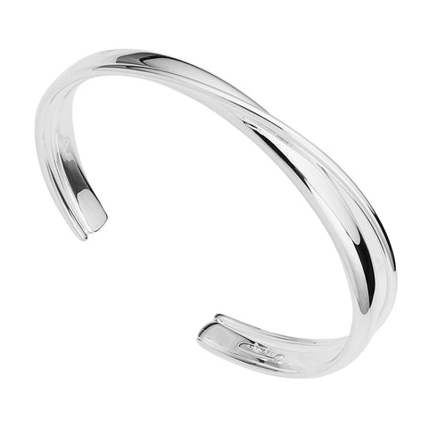 Najo - 11mm Wide Silver Cuff Hollow Tube