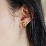 Nick Von K Gold Dipped Raven Skull Stud Earrings
