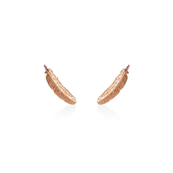 Boh Runga Miromiro Feather Studs - Rose Gold