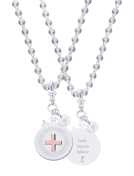 Cross Sterling Silver Declaration Pendant "Faith. Dare To Believe"