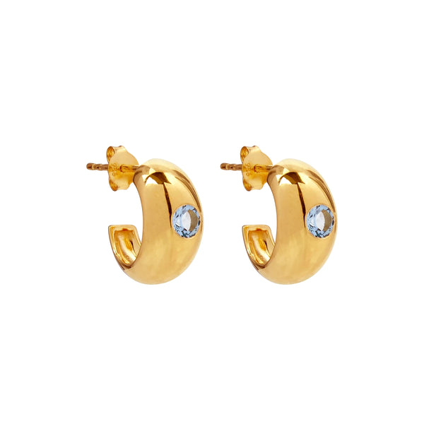 Najo - Cosmic Yellow Gold Blue Topaz Stud Earring