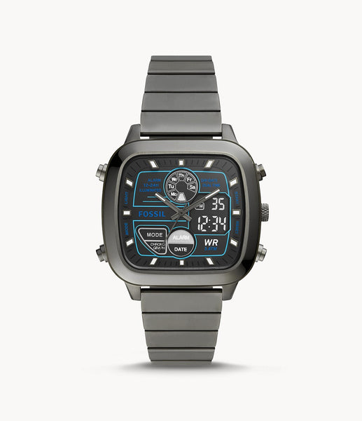 Fossil - Retro Analog-Digital Smoke Stainless Watch