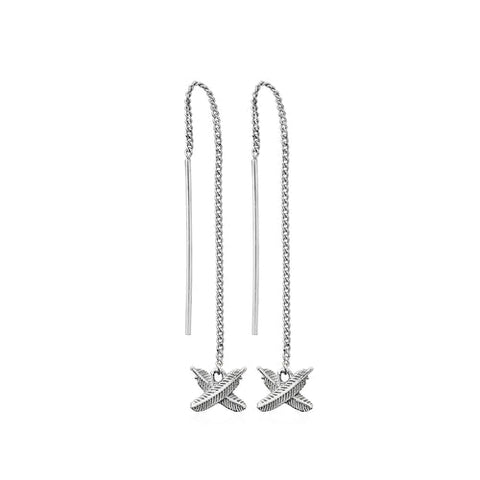 Boh Runga - Feather Kisses Thread Earring - Silver