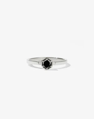 Meadowlark - Hexagon Solitaire Ring, Sterling Silver with Midnight Sapphire