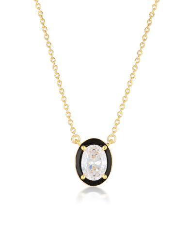 Georgini - Reflection Oval Pendant - Gold & Black Enamel