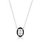 Georgini - Reflection Oval Pendant - Silver & Black Enamel