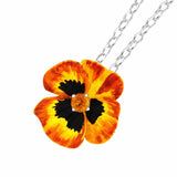 Karen Walker Pansy Pendant, Largge Pansy - Silver, Yellow Enamel, Citrine