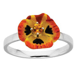 Karen Walker Pansy Ring, Small Pansy - Silver, Yellow Enamel, Citrine