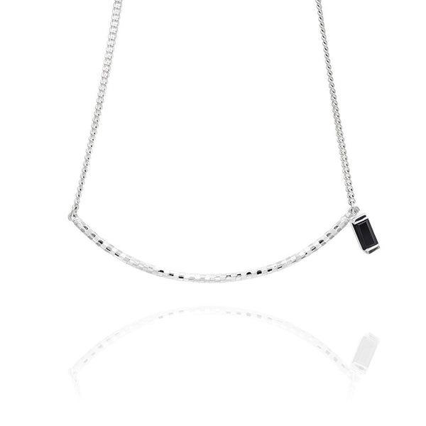 LINDI KINGI DELUXE HALO BLACK ONYX AND DIAMOND BAR PENDANT
