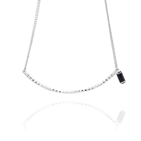 LINDI KINGI DELUXE HALO BLACK ONYX AND DIAMOND BAR PENDANT