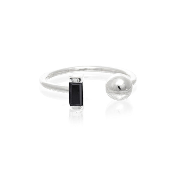 LINDI KINGI DELUXE HALO BLACK ONYX AND BALL RING