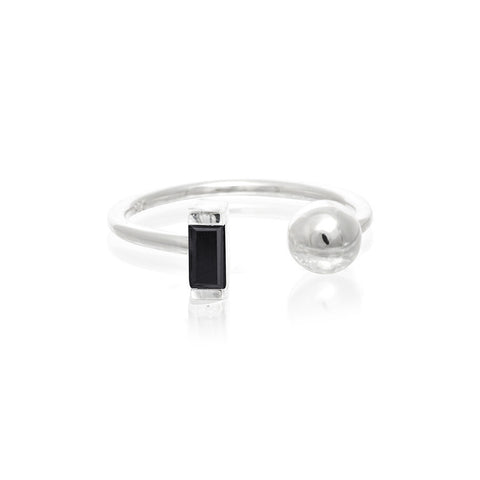 LINDI KINGI DELUXE HALO BLACK ONYX AND BALL RING