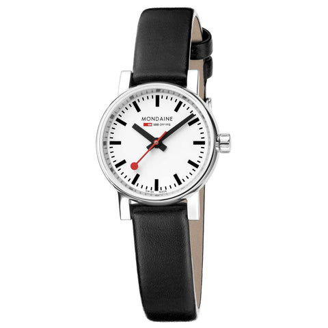 Mondaine evo2 Petite (26mm) - White Dial, Silver & Black Strap