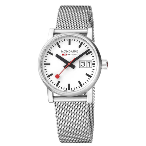 Mondaine - Evo2 (30mm) Big Date - White Dial & Silver Mesh