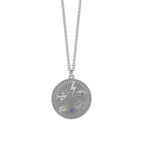 Meadowlark Talisman Necklace - Silver & Blue Sapphire