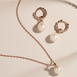 Najo - Dew Drop Pearl Necklace Rose Gold Plated