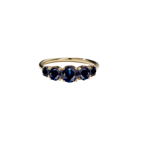 Meadowlark - Signature 5 Stone Ring - 9ct Yellow Gold & Blue Sapphire