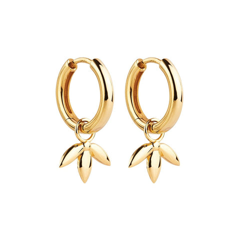 Najo - Gold Plated Hoop and Leaf Earring